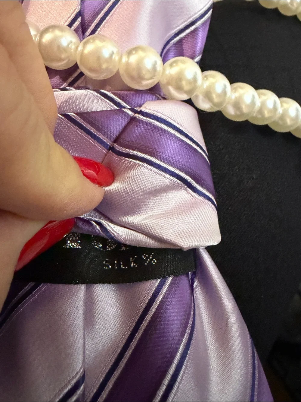 Lavender & Purple Striped Satin Neck Wrap with Rhinestone Star